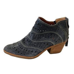 Sofft Westwood Ankle Boots Suede Blue-Grey Perforated Western Size 10